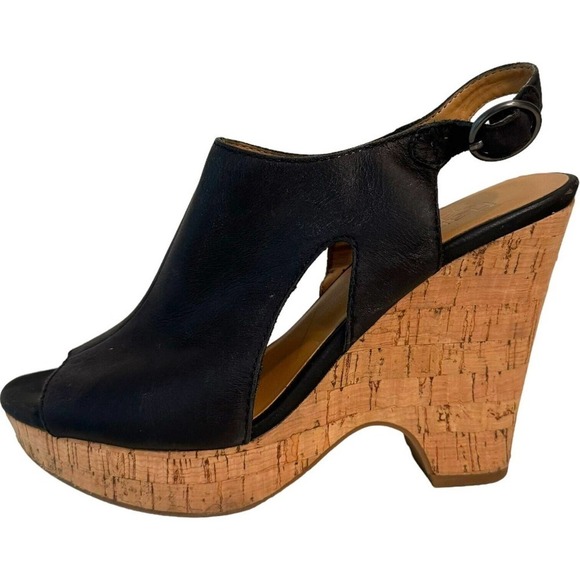 Franco Sarto Gabriel Black Open Toe Ankle Strap Leather Slingback Heel Size 7M - Picture 4 of 12